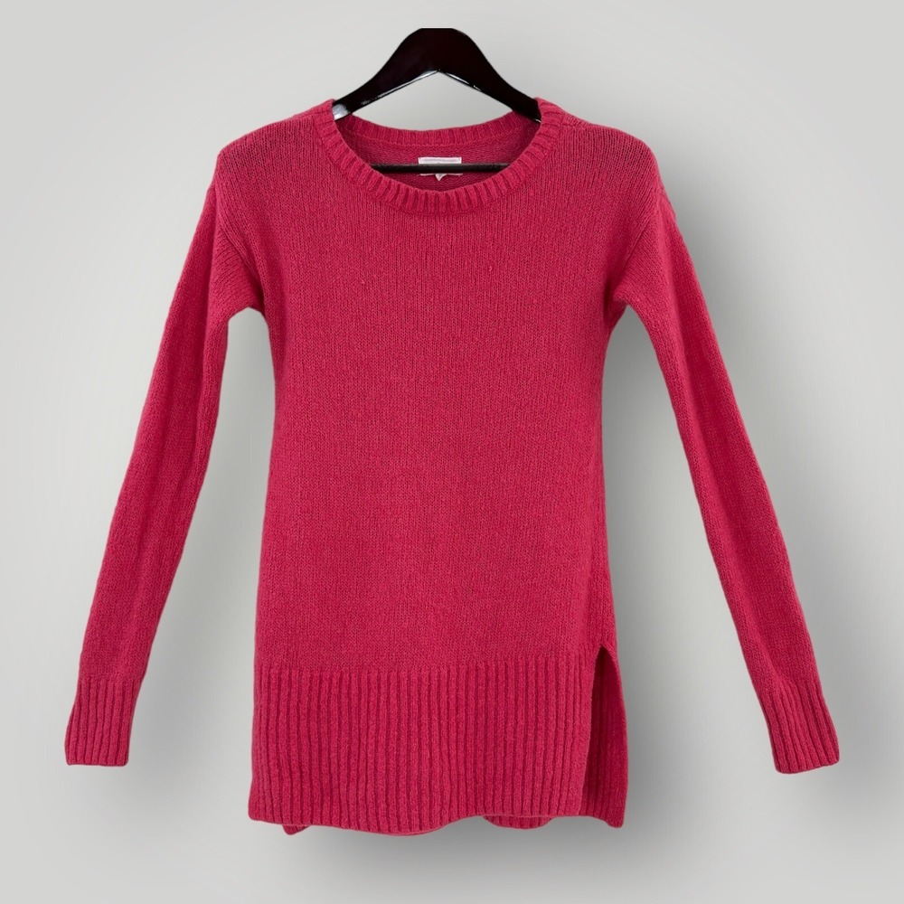 LOU & GREY Sweater Womens XS Barbie Pink Wool Blend Side Slit Tunic Soft Knit